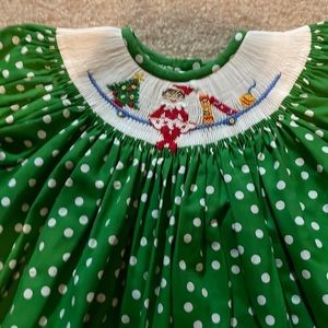 Girls 12month smocked Elf on the Shelf Christmas dress